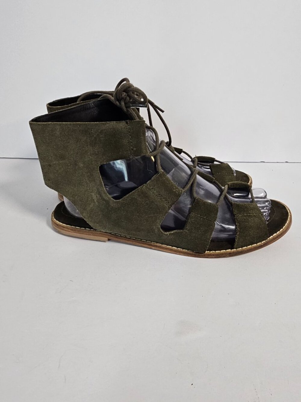 Sole Society Gladiator Sandals Cady Olive Green Suede Boho Festival Casual 8.5 - Picture 3 of 9